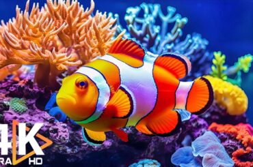 Aquarium 4K VIDEO (ULTRA HD) 🐠 Beautiful Coral Reef Fish - Relaxing Sleep Meditation Music #41