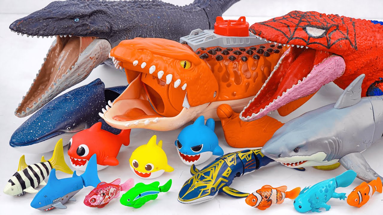 Aquariums: [Toy asmr] Mosasaurus & RC Shark &Baby Shark &Nimo Fish ...