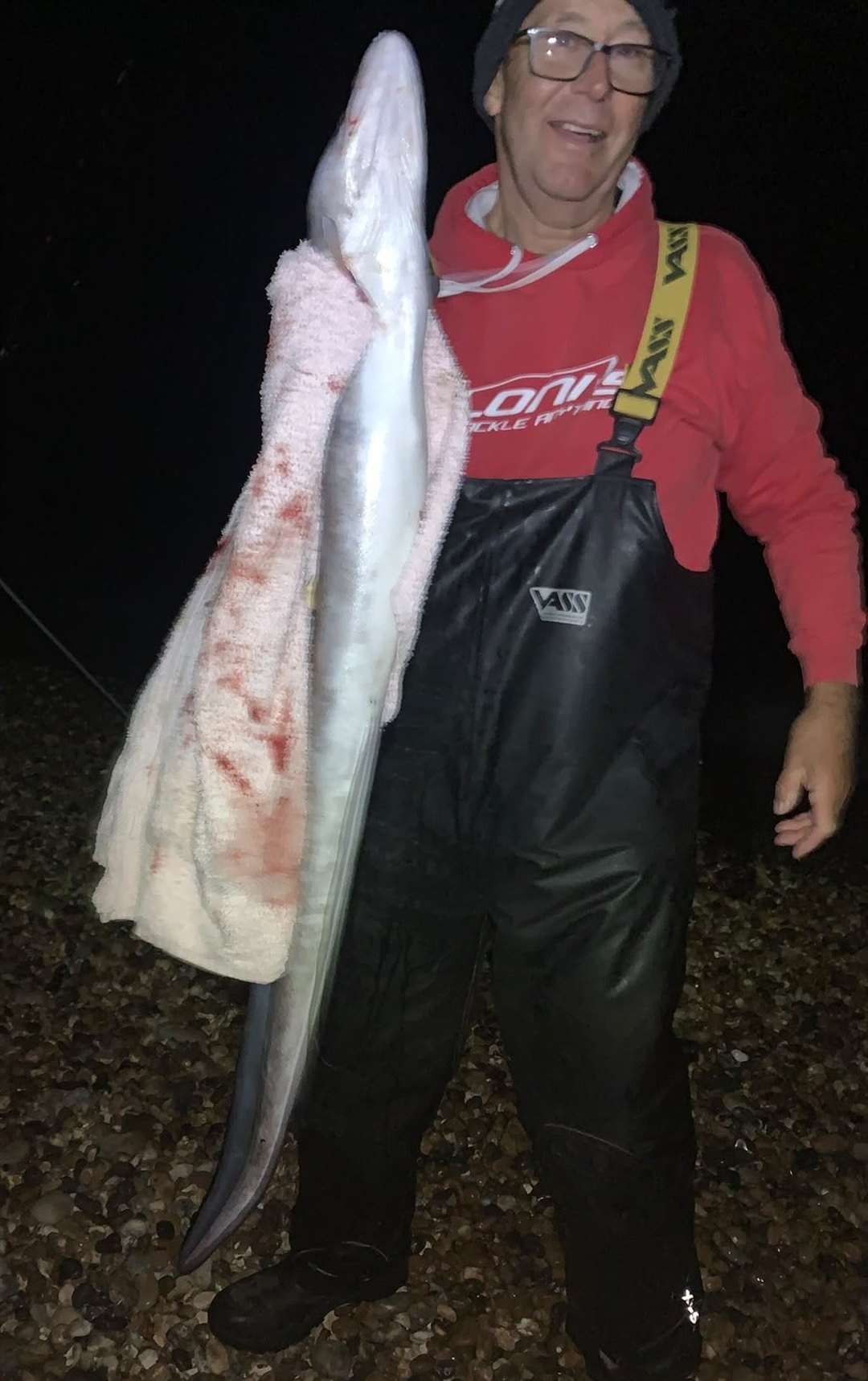 Chris Ellis with the conger eel that helped seal his win